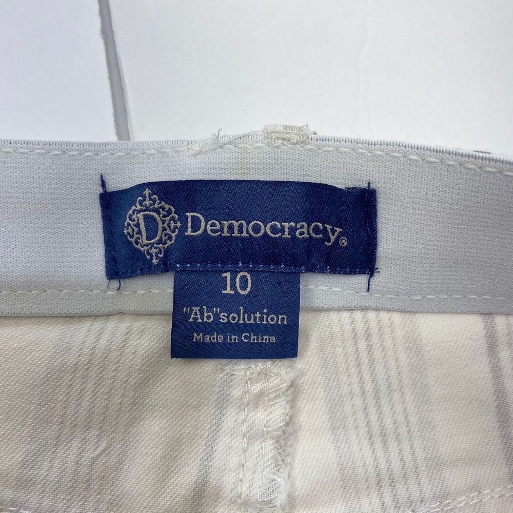 NEW Democracy Shorts Womens Size10 Cream Striped Ab Solution Mom Denim Jean - Picture 10 of 16